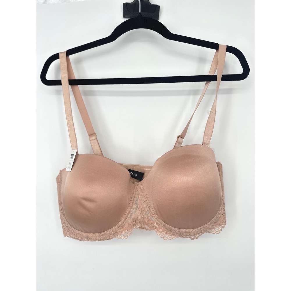 René Rofé Lingerie Bra Womens 40D Tan Lace Lightly Padded Underwire Nude